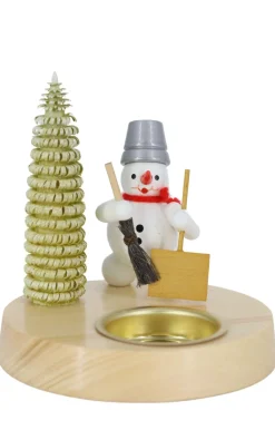 Zenker Kerzenhalter Weihnachten*Kerzenhalter für Teelichte mit Schneemann, Schippe und Besen von Ralf