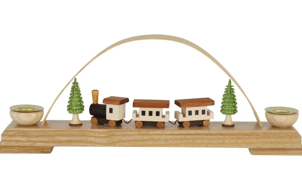 Knuth Neuber Neuheiten*Kerzenhalter Minischwibbogen mit Eisenbahn, , 27 cm,