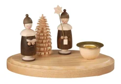 Albin Preißler Neuheiten*Kerzenhalter mit Kurrendefiguren und Bäumchen, 11 cm, von