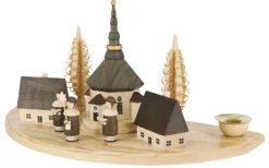 Albin Preißler Kerzenhalter Weihnachten*Kerzenhalter mit Seiffener Dorf und Kurrende, , 30 cm von