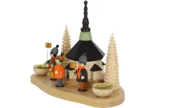 Knuth Neuber Kerzenhalter Weihnachten*Kerzenhalter mit Seiffener Kirche und Laternenkindern von