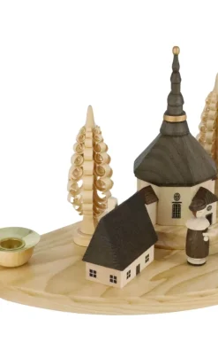 Albin Preißler Kerzenhalter Weihnachten*Kerzenhalter mit Seiffener Dorf und Kurrende, , 30 cm von