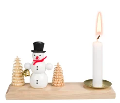 SEIFFENcom by Nestler GmbH Kerzenhalter Weihnachten*Kerzenhalter Schneemann mit Glocke, 14 cm von SEIFFEN.COM