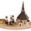 Albin Preißler Kerzenhalter Weihnachten*Kerzenhalter Seiffener Kirche mit Kurrende, 20 cm von