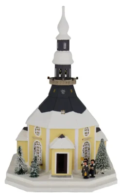 Birgit Uhlig Neuheiten | Lichterhaus*LED Lichterhaus Seiffener Kirche mit beleuchtetem Weihnachtsbaum, 43 cm von