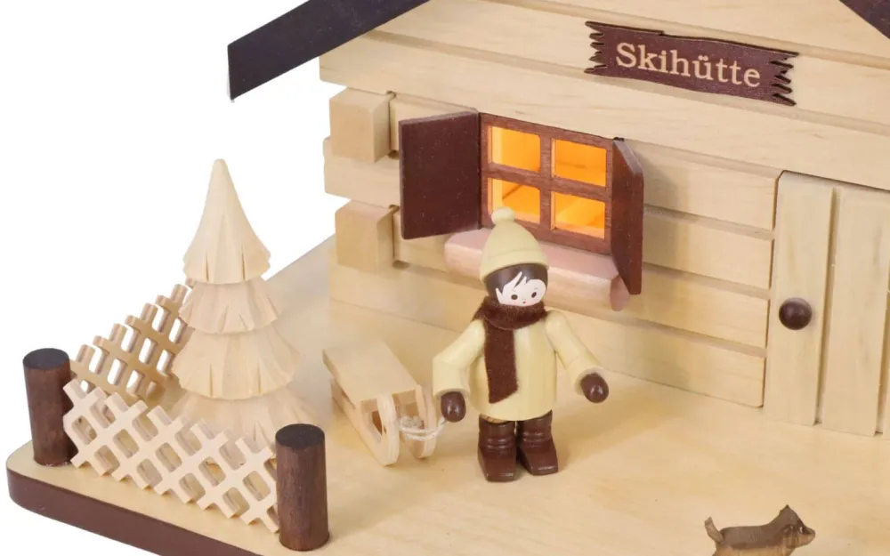Romy Thiel Lichterhaus*LED Lichterhaus Skihütte mit Winterkindern von