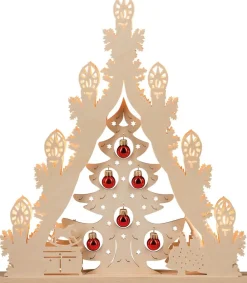Weigla Holzkunst Schwibbogen*LED Lichterspitze Weihnachtsbaum mit roten Kugeln, 43 cm von Weigla