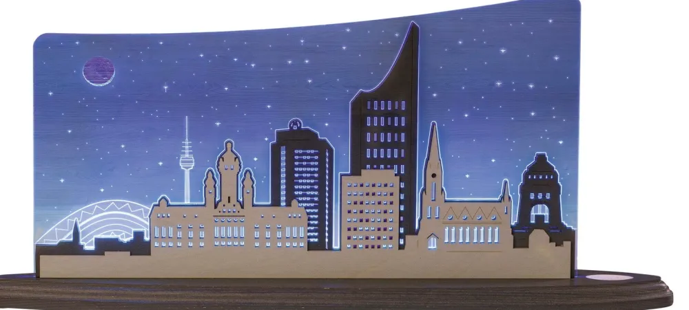 Weigla Holzkunst Schwibbogen*LED Motivleuchte Leipzig Panorama von Weigla