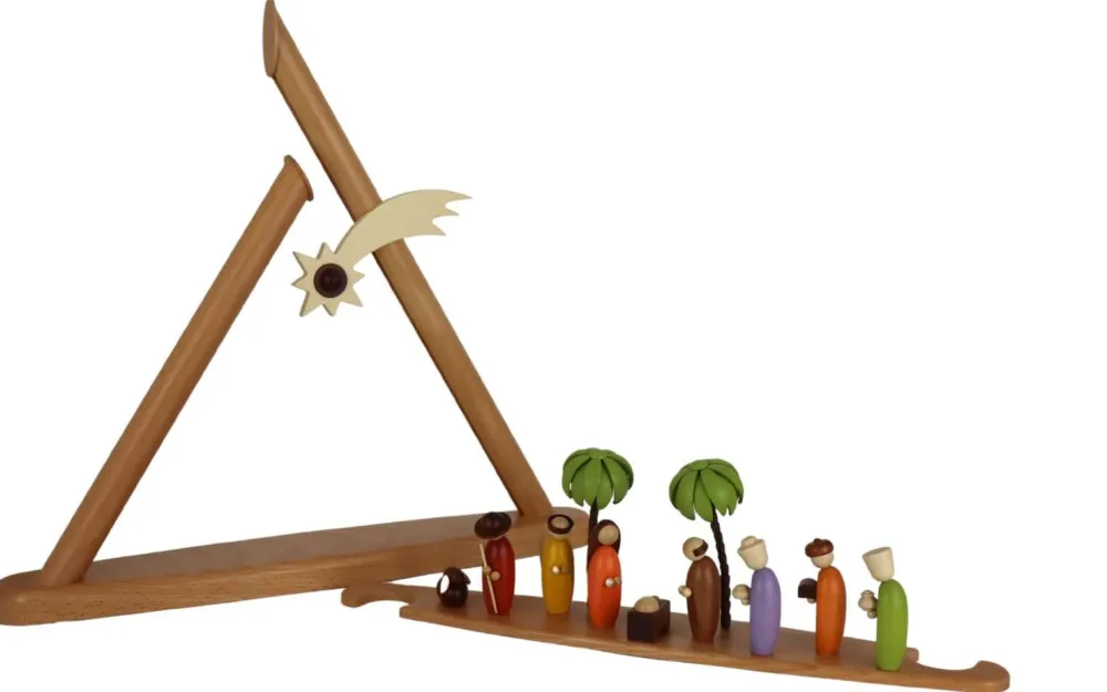 Müller Kleinkunst Einzelstücke | Schwibbogen*LED Schwibbogen - Lichterspitze Heilige Familie, farbig, 47 cm von