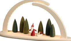 Seiffener Volkskunst eG Bestseller | Schwibbogen*LED Schwibbogen, doppelt mit Weihnachtsmann mit Schlitten von
