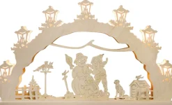 Weigla Holzkunst Auslaufartikel | Schwibbogen*LED Schwibbogen Schneemann bauen, 52 cm von Weigla