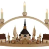 Knuth Neuber Schwibbogen*LED Schwibbogen Seiffener Kirche mit beleuchteten Häusern, 54 cm von