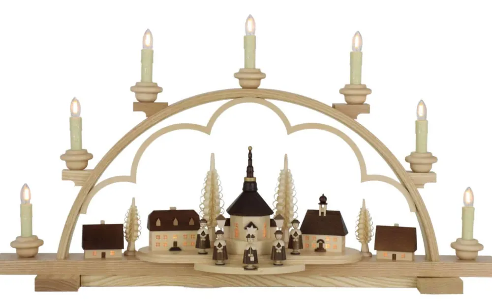 Müller Kleinkunst Neuheiten | Bestseller*LED Schwibbogen Seiffener Dorf, 64 cm mit Innenbeleuchtung von