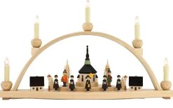 Knuth Neuber Schwibbogen*LED Schwibbogen Seiffener Kirche mit Laternenkindern, 52 cm von