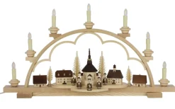 Müller Kleinkunst Neuheiten | Bestseller*LED Schwibbogen Seiffener Dorf, 64 cm mit Innenbeleuchtung von