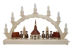 SEIFFENcom by Nestler GmbH Schwibbogen*LED Schwibbogen Seiffener Dorf mit Kurrende, 38 cm von SEIFFEN.COM
