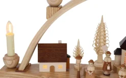 Knuth Neuber Schwibbogen*LED Schwibbogen Seiffener Kirche mit beleuchteten Häusern, 54 cm von