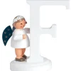 KWO Weihnachtsengel*Miniatur - Weihnachtsengel mit dem Buchstaben F, 7 cm von