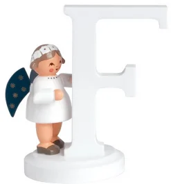 KWO Weihnachtsengel*Miniatur - Weihnachtsengel mit dem Buchstaben F, 7 cm von