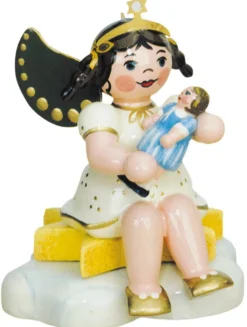 Hubrig Volkskunst Weihnachtsengel*Miniatur - Weihnachtsengel mit Puppe, 7 cm von