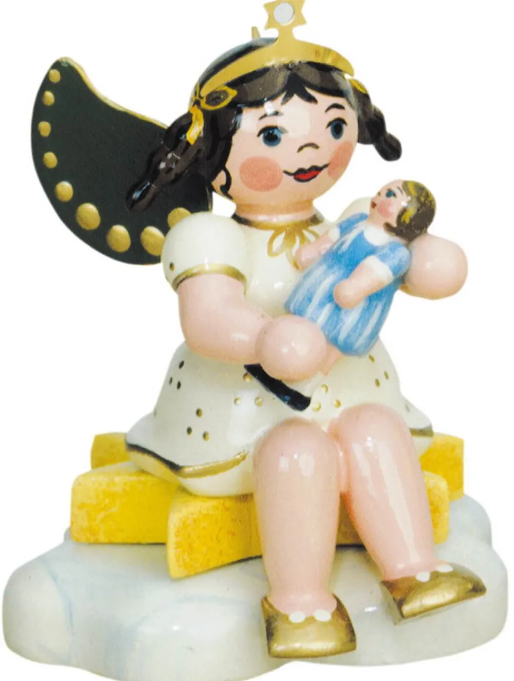 Hubrig Volkskunst Weihnachtsengel*Miniatur - Weihnachtsengel mit Puppe, 7 cm von