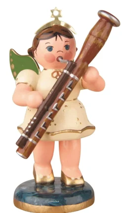 Hubrig Volkskunst Weihnachtsengel*Miniatur - Weihnachtsengel mit Fagott, 7 cm von