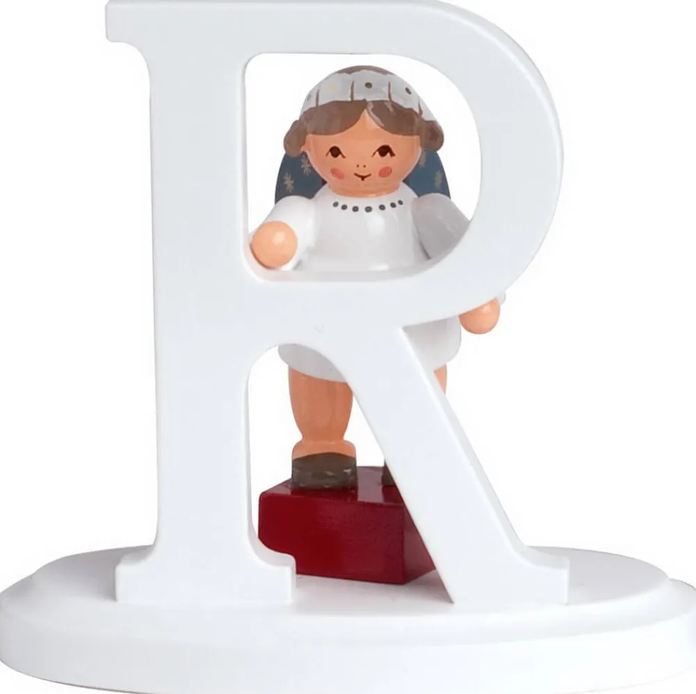 KWO Weihnachtsengel*Miniatur - Weihnachtsengel mit dem Buchstaben R, 7 cm von