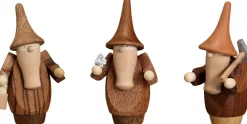 Seiffener Volkskunst eG Weihnachtsfiguren*Miniatur Berggnome aus Edelholz, 3er Set von