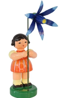 Figurenland Uhlig GmbH Blumenmädchen*Miniatur Blumenmädchen Marie mit blauer Blume, 9 cm von