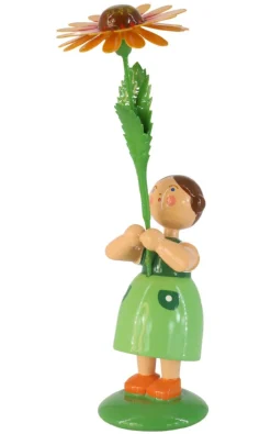 Legler Holz- und Drechslerwaren HODREWA Blumenmädchen*Miniatur Blumenmädchen mit Kokardenblume, 12 cm von HODREWA Legler