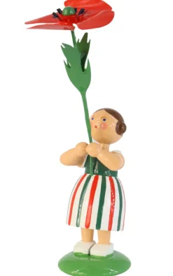 Legler Holz- und Drechslerwaren HODREWA Blumenmädchen*Miniatur Blumenmädchen mit Mohnblume, 12 cm von HODREWA Legler