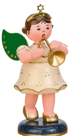Hubrig Volkskunst Weihnachtsengel*Miniatur Engel mit Trompete, 10 cm von
