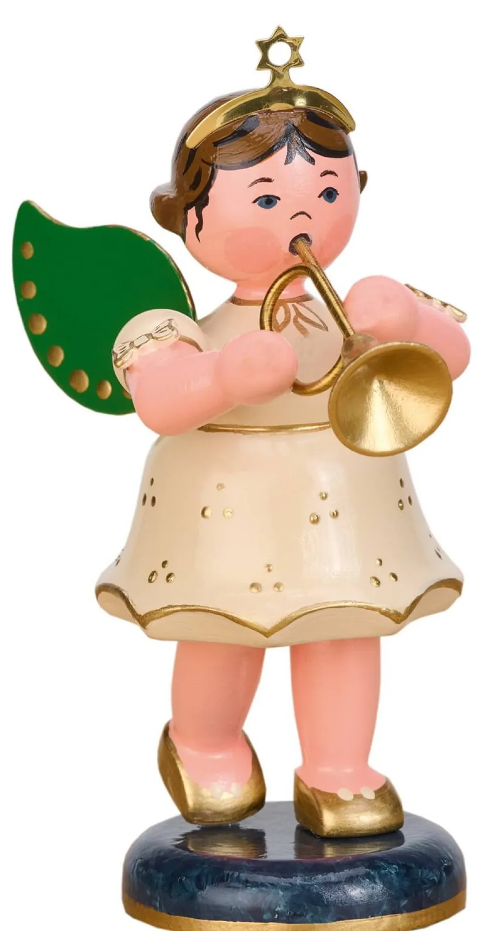 Hubrig Volkskunst Weihnachtsengel*Miniatur Engel mit Trompete, 10 cm von