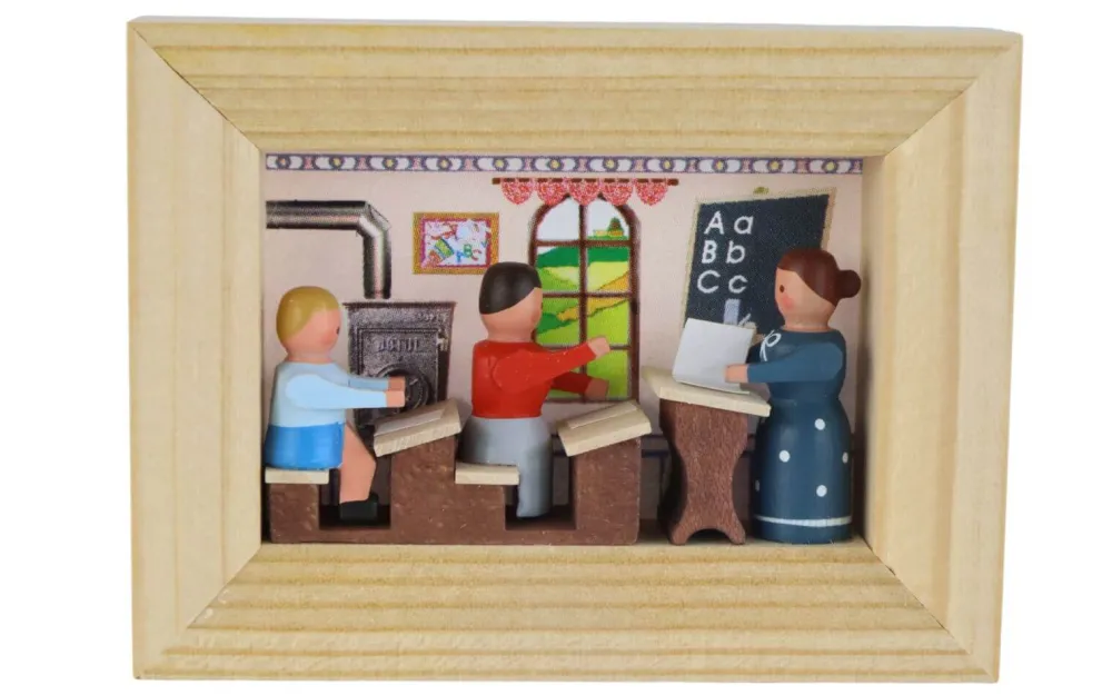 Gunter Flath Miniaturen*Miniatur im Rähmchen Schule, 4 cm von