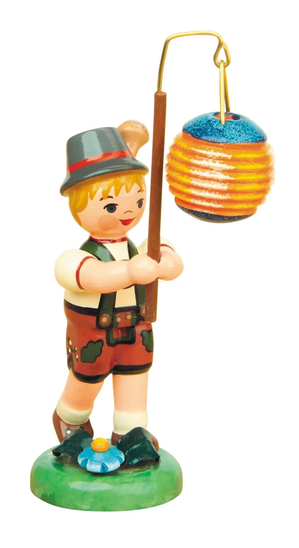 Hubrig Volkskunst Auslaufartikel*Miniatur Lampionkind Junge mit Kugellampion, 8 cm von