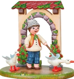 Hubrig Volkskunst Holzfiguren & Dekofiguren*Miniatur Landidyll Gänsehirte von