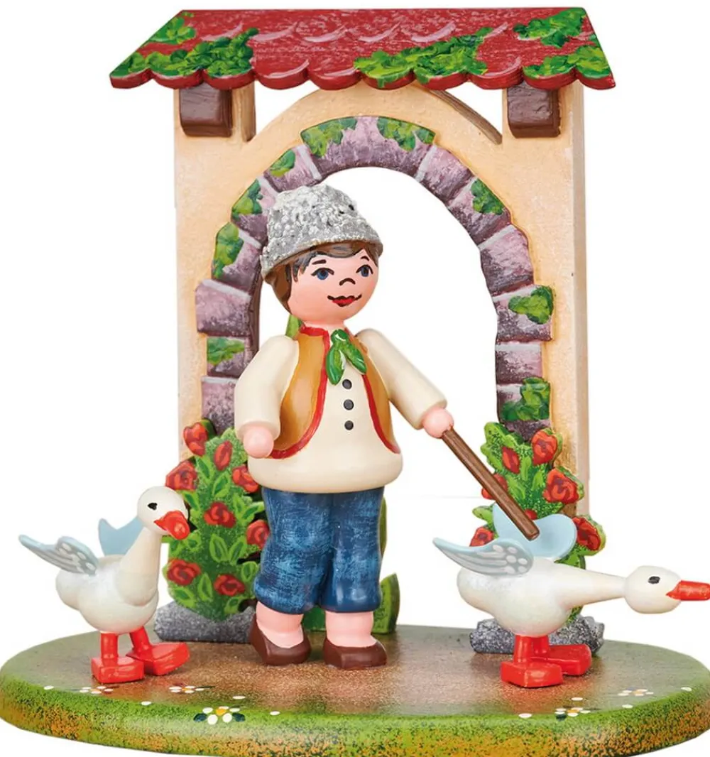 Hubrig Volkskunst Holzfiguren & Dekofiguren*Miniatur Landidyll Gänsehirte von