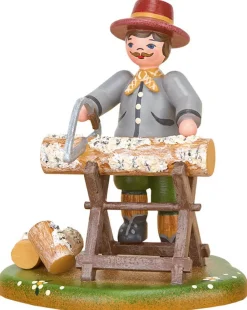 Hubrig Volkskunst Holzfiguren & Dekofiguren*Miniatur Landidyll Mann macht Kaminholz von