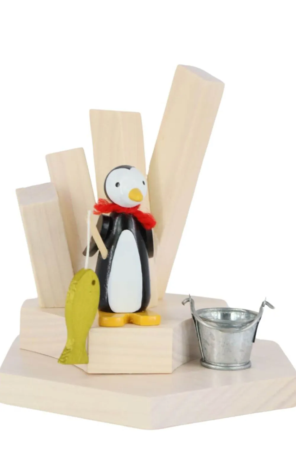Zenker Holzfiguren & Dekofiguren*Miniatur Pinguin mit Angel, 9 cm, farbig von Ralf