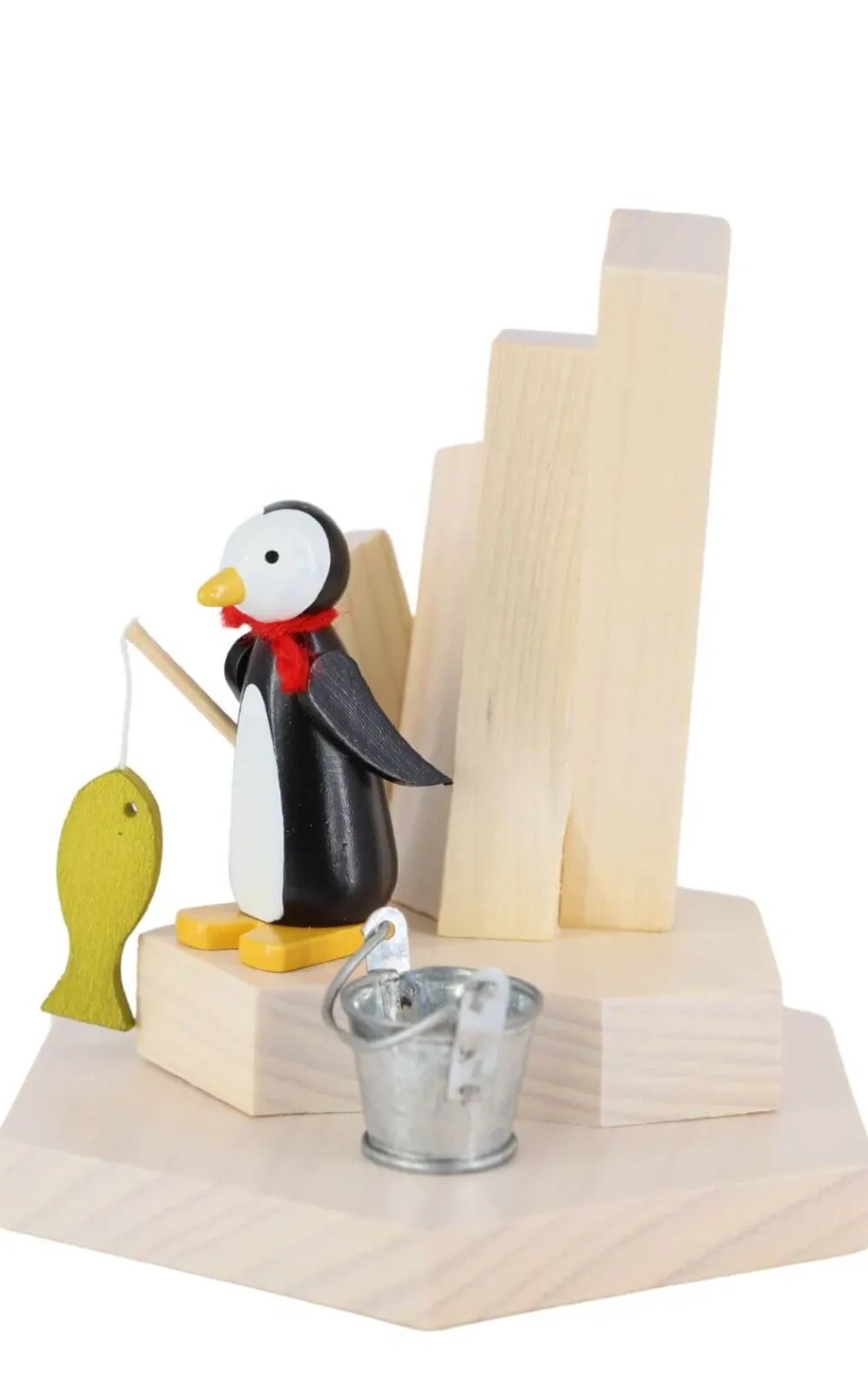 Zenker Holzfiguren & Dekofiguren*Miniatur Pinguin mit Angel, 9 cm, farbig von Ralf
