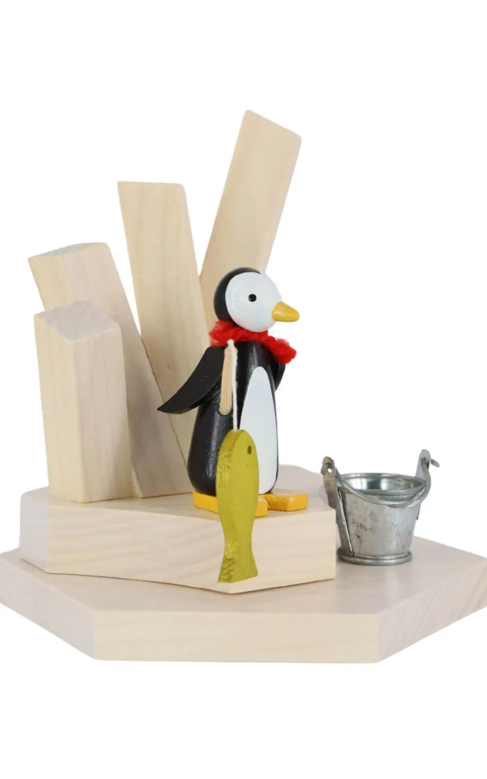 Zenker Holzfiguren & Dekofiguren*Miniatur Pinguin mit Angel, 9 cm, farbig von Ralf