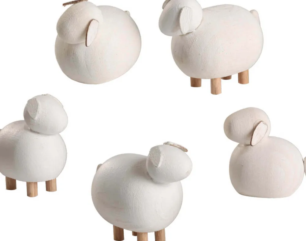 Seiffener Volkskunst eG Tierfiguren*Miniatur Schafe, 5- teilig von