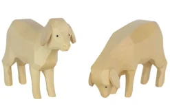 Müller Kleinkunst Holzfiguren & Dekofiguren*Miniatur Schafe, 2er Set, handgeschnitzt, 6 und 8 cm, von