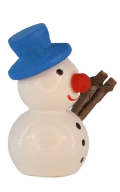 SEIFFENcom by Nestler GmbH Weihnachtsfiguren*Miniatur Schneemann mit blauem Hut, 3 cm von SEIFFEN.COM