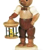 Müller Kleinkunst Miniaturen | Holzfiguren & Dekofiguren*Miniatur Teddy - Junge mit Vogelkäfig, von