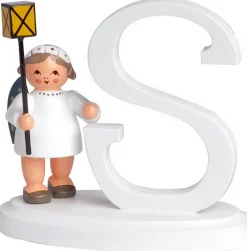 KWO Weihnachtsengel*Miniatur Weihnachtsengel mit dem Buchstaben S, 7 cm, farbig von