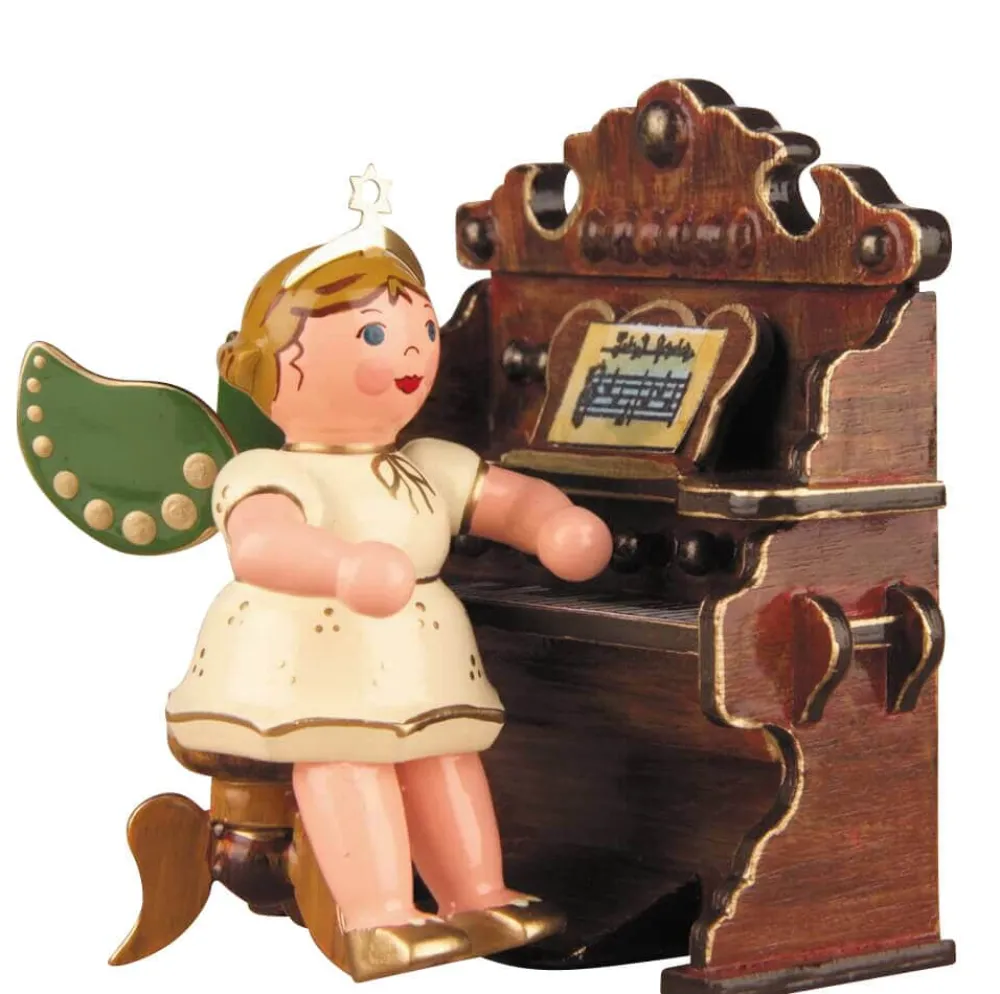 Hubrig Volkskunst Weihnachtsengel*Miniatur Weihnachtsengel mit Harmonium, 7 cm von