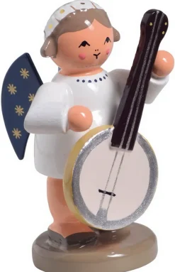 KWO Weihnachtsengel*Miniatur Weihnachtsengel mit Banjo, 5 cm von