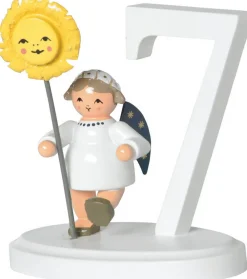 KWO Weihnachtsengel*Miniatur Weihnachtsengel mit der Zahl 7, 7 cm von