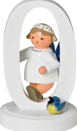 KWO Weihnachtsengel*Miniatur Weihnachtsengel mit Zahl 0, 7 cm von